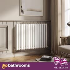 Image of White Double Round Column Radiator Modern Vertical Heating Rad 600x860mm