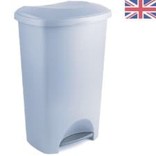 Image of Addis Eco 50L Pedal Bin 100% Recycled Plastic Light Grey Kitchen Office UK Made