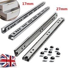 Image of 1-10Pairs Drawer Runners Grooved Ball Bearing Slides Cabinet Draw Rail 17mm 27mm