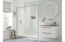 Image of Chester 1200mm Sliding Shower Door Chrome 8mm Easy Clean Glass