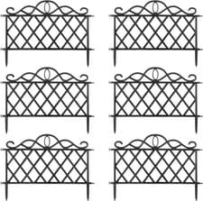 Image of 6 x Black Iron Effect Garden Fence Lawn Patio Border Edging Lattice 12 18 24 36