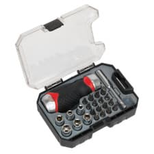 Image of Sealey AK64906 Fine Tooth Ratchet Screwdriver Socket & Bit Set 24pc Stubby