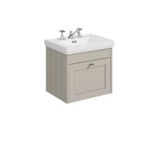 Image of Balterley Wall Hung 1 Drawer Unit with Classic Basin 3 Tap Hole - Size/Colour