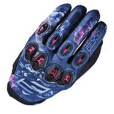 Image of Five Ladies Stunt Evo2 Motorcycle Motorbike Touchscreen Gloves - Flowers Pink