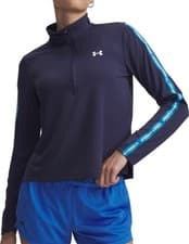 Image of Under Armour Tech Wordmark Tape Womens Running Top Blue Long Sleeve Half Zip Run