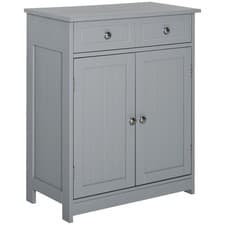 Image of kleankin Bathroom Floor Storage Cabinet w/ 2 Drawers Door Cupboard Grey