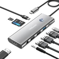 Image of USB C Hub Multiport Adapter 9 in 1 with SD, TF, USB 3.0, 2 USB 2.0, 4K@60Hz HDMI