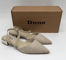 Image of Dune London Harlem Neutral Fabric Slingback Shoes Embellished Heel Size 5 NEW F2