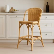 Image of Todo Bar Stool Natural Rattan 66cm Counter Height Cane Frame French Bistro