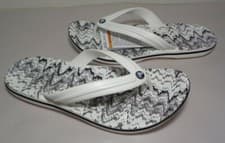 Image of Crocs Size 10 CROCBAND CARDIO WAVE FLIP White Black Sandals New Men's Shoes