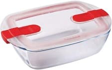 Image of Pyrex Cook & Heat Rectangular Dish with Lid - 230x150mm 1Ltr