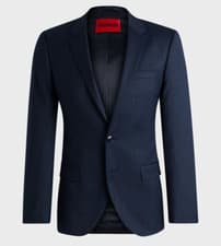 Image of Hugo Boss Mens Dark Blue Checkered Blazer Size 38