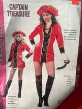 Image of Pirate-Captain Treasure complete with Hat, Dress with buttons, tights, & Boots