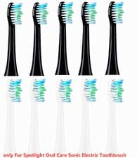 Image of 10x brush Heads For Spotlight Oral Care Sonic Electric Toothbrush (5white5black)