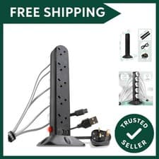 Image of Surge Protected Extension Lead with USB ST10B Tower Extension Leads 10 Way Mu...