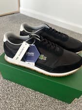 Image of LACOSTE PARTNER 119 TRAINERS .... Black.. new in box.  Retro style. SIZE 8 (UK)