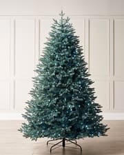 Image of Mixed Pine Blue Christmas Tree, Pre-Lit, Dual LED White, 7 ft