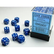 Image of Chessex - 12mm D6 Dice Block - Blue w/White - Brand New & Sealed