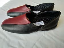 Image of Size 6.5 UK Full Leather Slippers Drapers RRP £100 Red and Black UK Hand Made