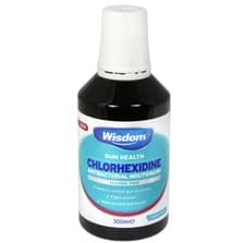 Image of 2 x Wisdom Chlorhexidine Antibacterial Mouthwash Fresh Mint Alcohol Free-300ml
