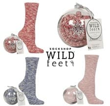 Image of Bauble Gift Boxed Lounge Socks Womens Snowflake Xmas Novelty 4-8 1 Pair Wildfeet