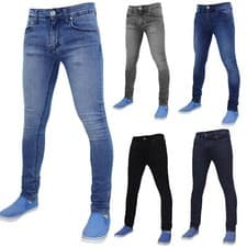 Image of Mens Skinny Jeans Slim Fit Denim Trousers Super Stretch Basic Pants Waists 28-40