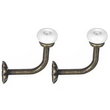 Image of Wall Hooks, 2Pcs - Zinc Alloy Single Prong Ceramic Handle Coat Hook (White)