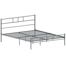 Image of Dorset Single Double King Bed Metal Steel Frame Modern Bedroom Frame Unit Silver