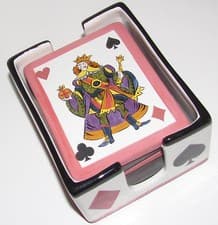 Image of Drink COASTER Set of 4 Coasters Casino Themed Playing Cards NEW King Queen Joker