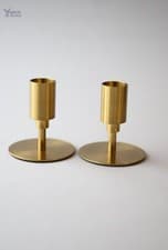 Image of Elegant Metal Candle Holder – Set of 2 in Gold, Modern Design for table Decor