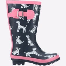 Image of Cotswold Dalmatian Junior Girls Outdoor Wellington Rain Boots Navy