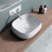 Image of Bathroom Wash Basin Bowl Ceramic Countertop Oval Unslotted Vessel Sink 460x420mm