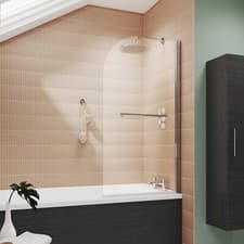 Image of Nuie Round Bath Screen with Towel Rail Frameless Polished Chrome Bathroom