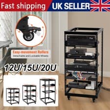 Image of 20U 4 Post Rackmount Server Frame Network Cabinet Open Frame Server Rack Black