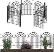 Image of 24ft Long Garden Fence with Gate Animal Barrier Rustproof Metal Fencing Border