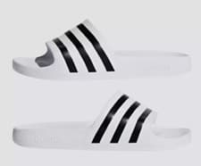 Image of Adidas Adilette Aqua Men Women Pool Slides Sliders Sandals White/Black Size 6