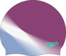 Image of SPEEDO MULTICOLOUR MOULDED SILICONE SWIMMING CAP PURPLE LILAC WHITE SWIMCAP