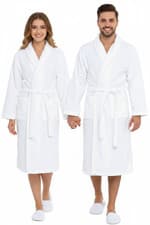 Image of Mens & Ladies Bathrobe Terry Towelling 100% Cotton Shawl Dressing Gown Bath Robe