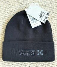 Image of  Genuine VANS Black Check Logo BEANIE Fishermans Hat UNISEX V151