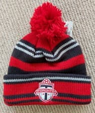 Image of NEW Genuine ADIDAS TORONTO FC Red Grey BOBBLE Hat Beanie Toque ADULT MLS Shlf8