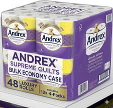 Image of  Andrex Supreme Quilts Toilet Tissue 48 Toilet Rolls 3 Ply Soft Thick Sheets