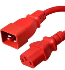 Image of 1m, 2M, 5m IEC C20 PLUG TO IEC C13 SOCKET MAINS EXTENSION CABLE RED WHITE BLACK
