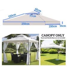 Image of 2.5M*2.5M 2 Tier Garden Gazebo Top Cover Replacement Canopy Roof Top White Color