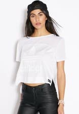 Image of adidas Originals Women's Slit Tee T-Shirt AJ7775 sizes 12 & 14  B24