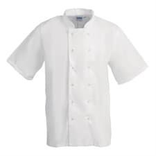 Image of Budget Unisex Short Sleeve Chefs Jacket White @Next Day Delivery