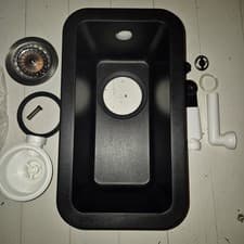 Image of Rangemaster Paragon Single Bowl Undermount Granite Ash Black Compact Sink