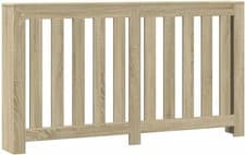 Image of Sonoma Oak Radiator Cover Shelf | Modern Slatted MDF Cabinet 149x20x82cm