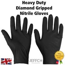 Image of Orange Grip Nitrile Gloves Heavy Duty Diamond Disposable Latex Mechanics 100 pk