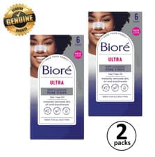 Image of 2x Biore Ultra Deep Cleansing Pore Strips Blackhead Removal Pack 6 Nose Strips