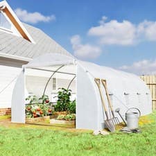 Image of 6 x 3 x 2 m Polytunnel Greenhouse Pollytunnel Tent w/ Metal Frame White